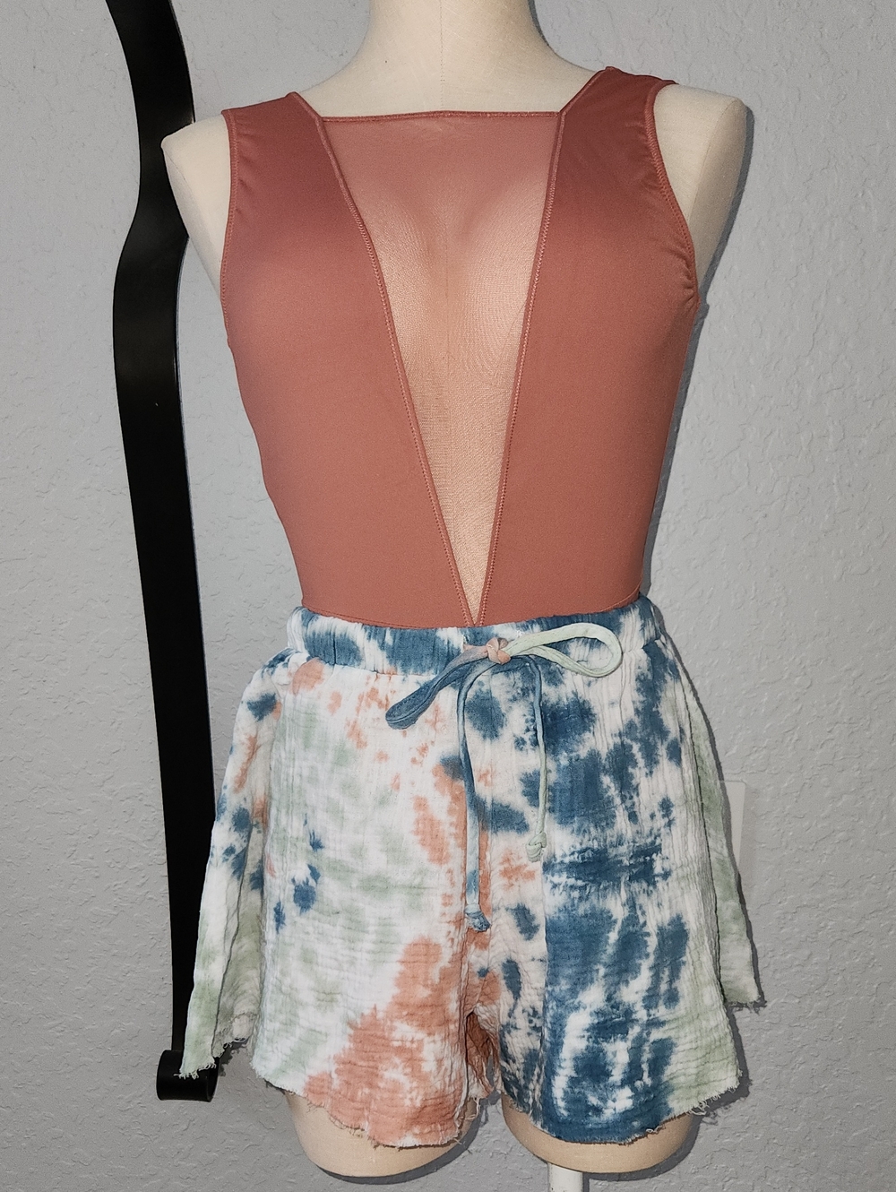 Olivaceous Blue Tie-Dye Cotton Top